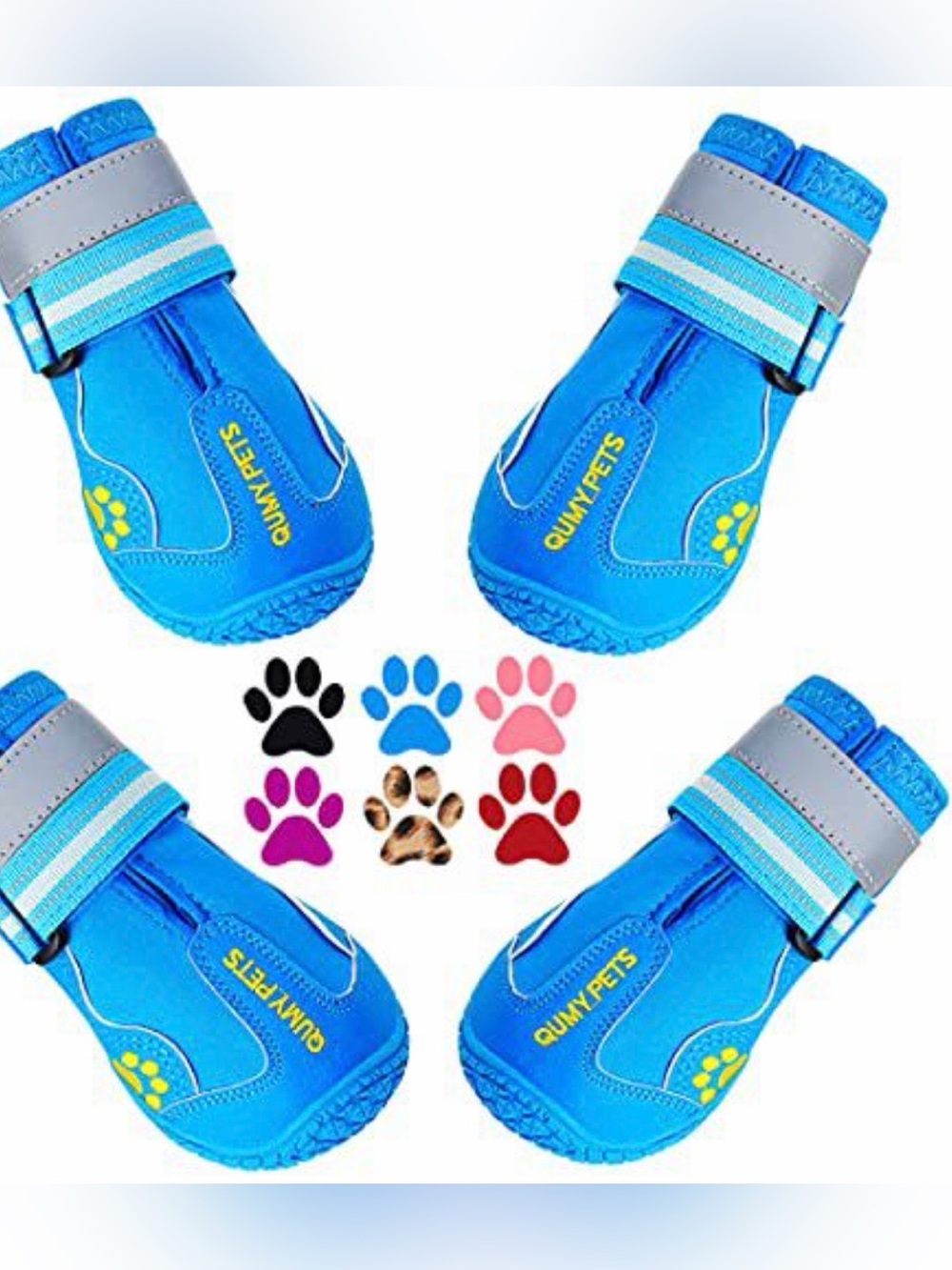 Gumy Pets Blue Waterproof Dog Boots - Reflective Strap Paw Protectors